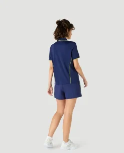 Wimbledon Womens Performance Zip Polo - Navy-Women Tops & T-Shirts|Tops & T-Shirts