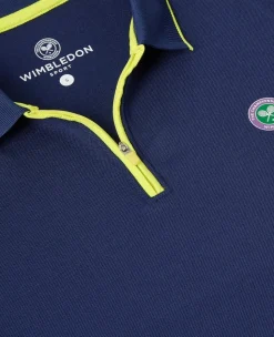 Wimbledon Womens Performance Zip Polo - Navy-Women Tops & T-Shirts|Tops & T-Shirts