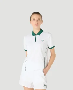 Wimbledon Womens Performance Zip Polo - White-Women Tops & T-Shirts|Tops & T-Shirts