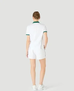 Wimbledon Womens Performance Zip Polo - White-Women Tops & T-Shirts|Tops & T-Shirts