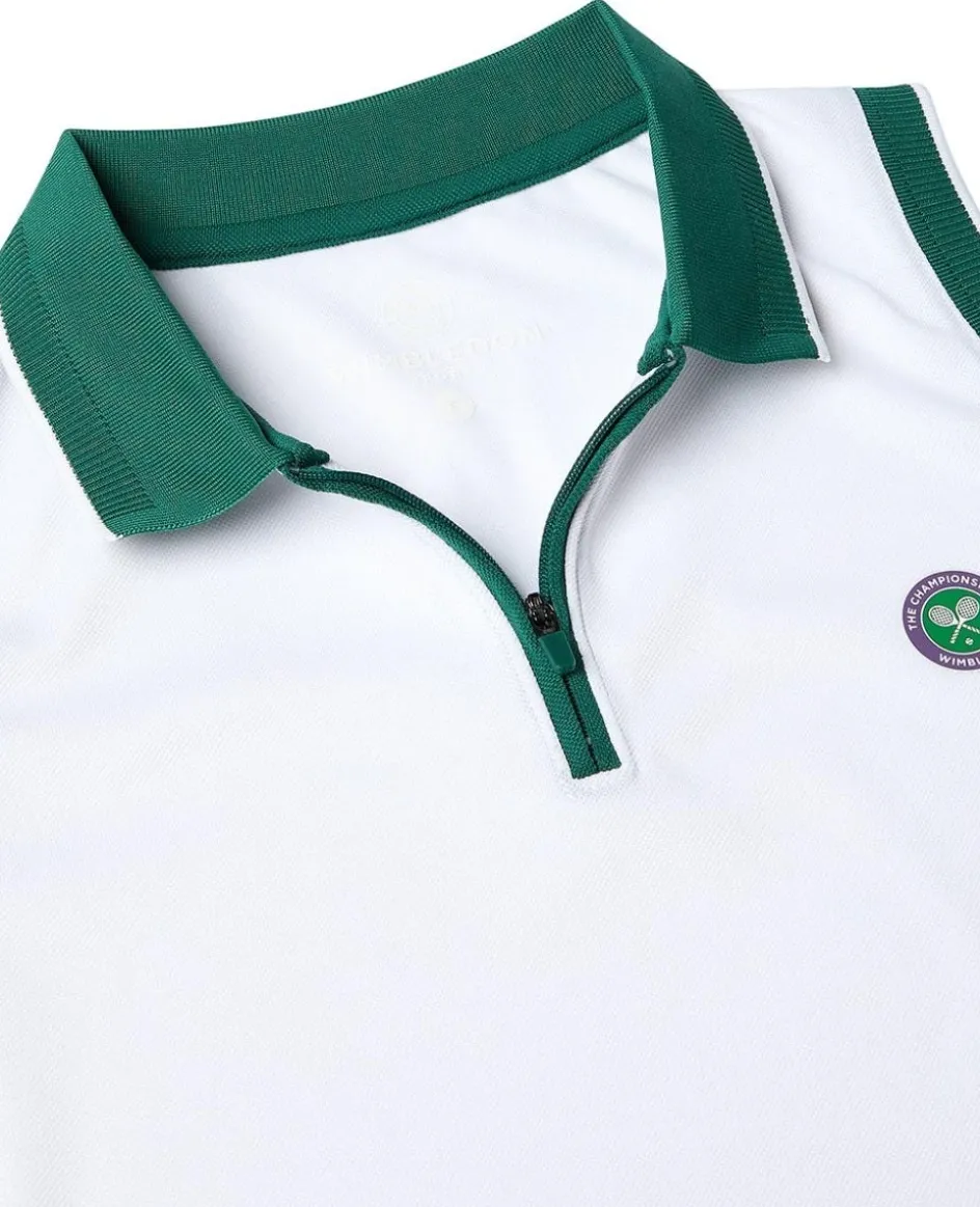 Wimbledon Womens Performance Zip Polo - White-Women Tops & T-Shirts|Tops & T-Shirts