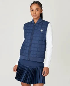 Wimbledon Women's Quilted Gilet - Navy-Women Jackets & Coats