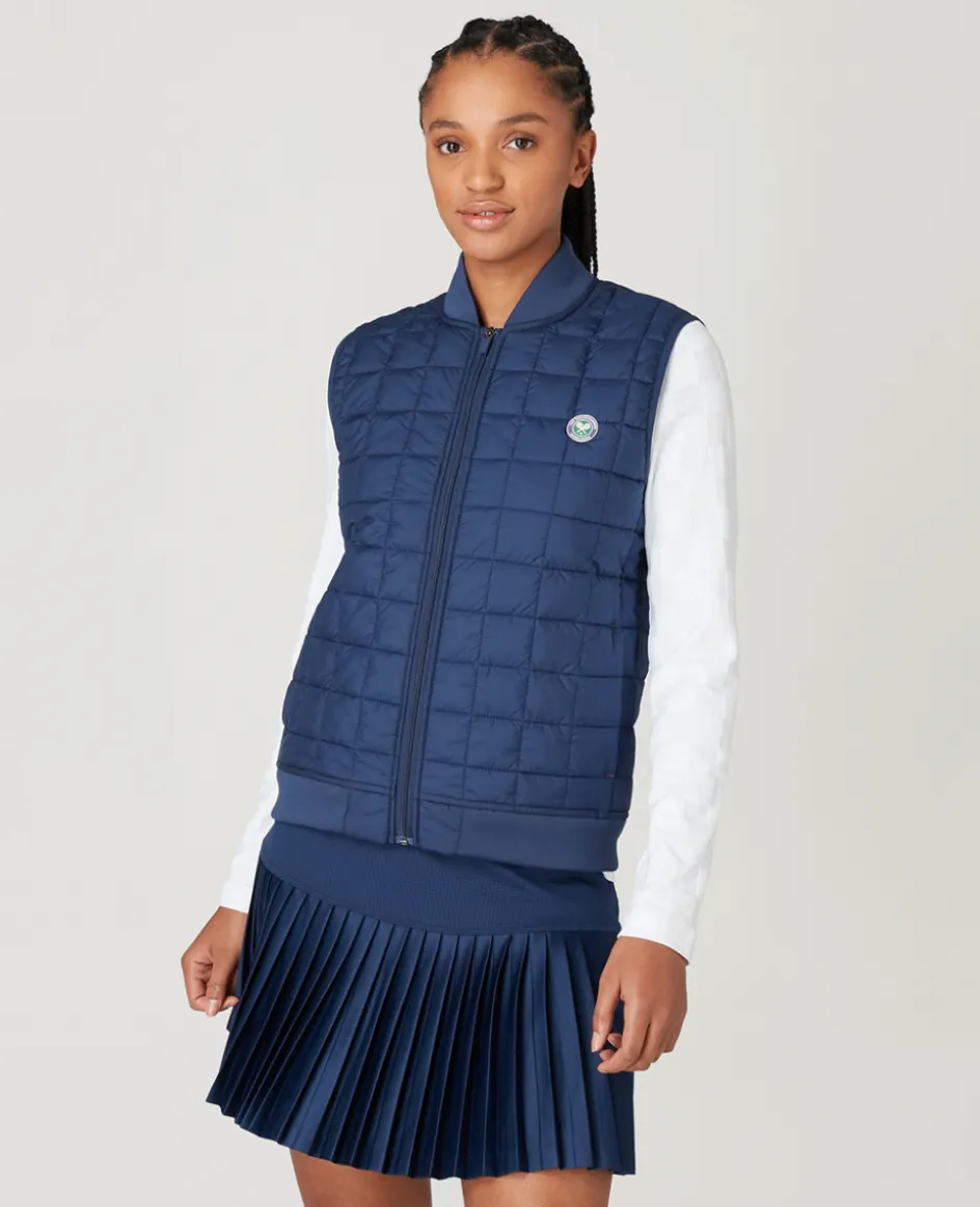 Wimbledon Women's Quilted Gilet - Navy-Women Jackets & Coats