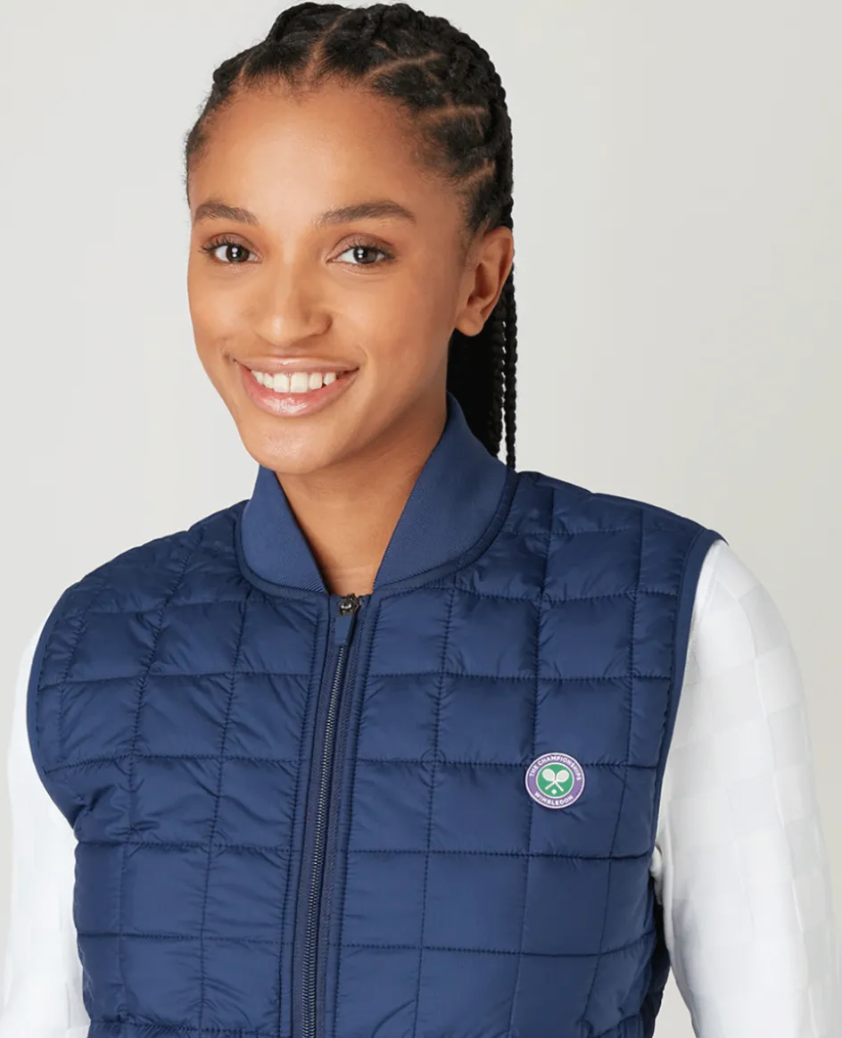 Wimbledon Women's Quilted Gilet - Navy-Women Jackets & Coats