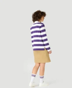 Wimbledon Womens Rugby Top - White & Purple-Women Tops & T-Shirts