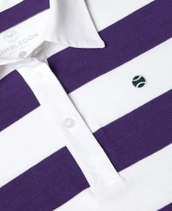 Wimbledon Womens Rugby Top - White & Purple-Women Tops & T-Shirts