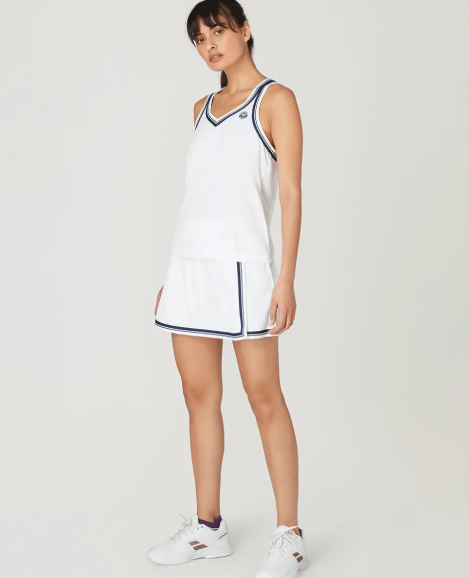 Wimbledon Womens Skort - White & Navy-Women Dresses & Skorts|Dresses & Skirts