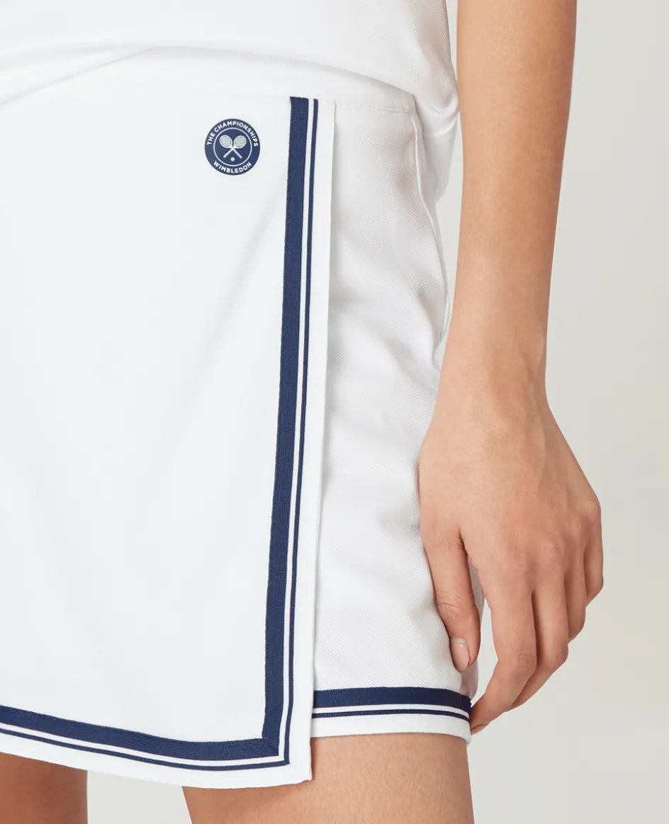 Wimbledon Womens Skort - White & Navy-Women Dresses & Skorts|Dresses & Skirts