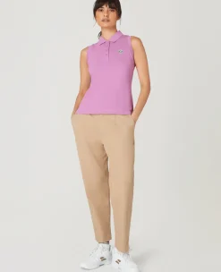 Wimbledon Womens Sleeveless Pique Polo - Purple-Women Tops & T-Shirts