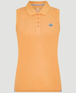 Wimbledon Womens Sleeveless Pique Polo - Orange-Women Tops & T-Shirts