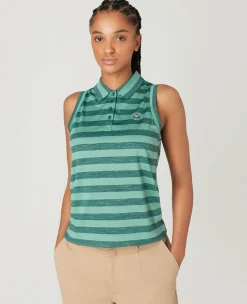Wimbledon Womens Sleeveless Polo - Green-Women Tops & T-Shirts