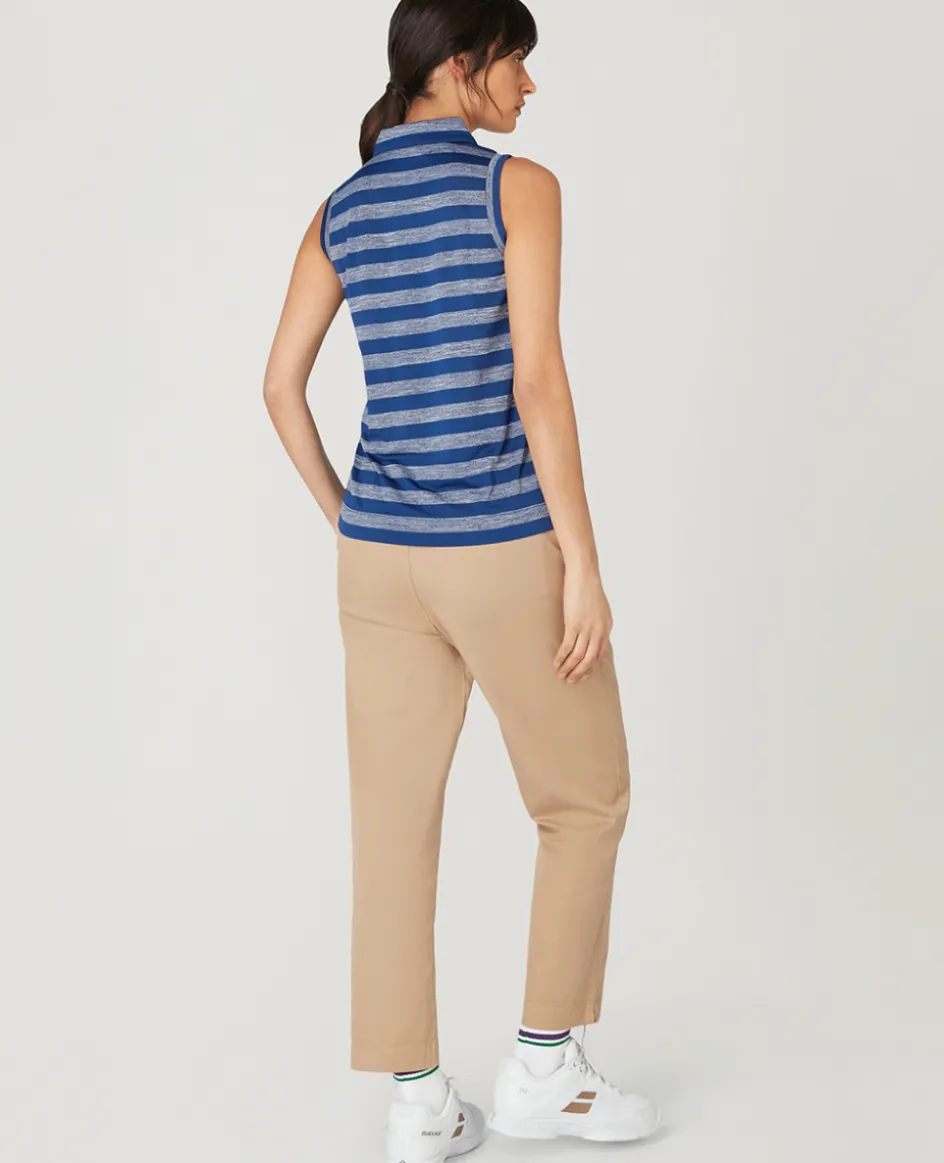 Wimbledon Womens Sleeveless Polo - Navy & White-Women Tops & T-Shirts