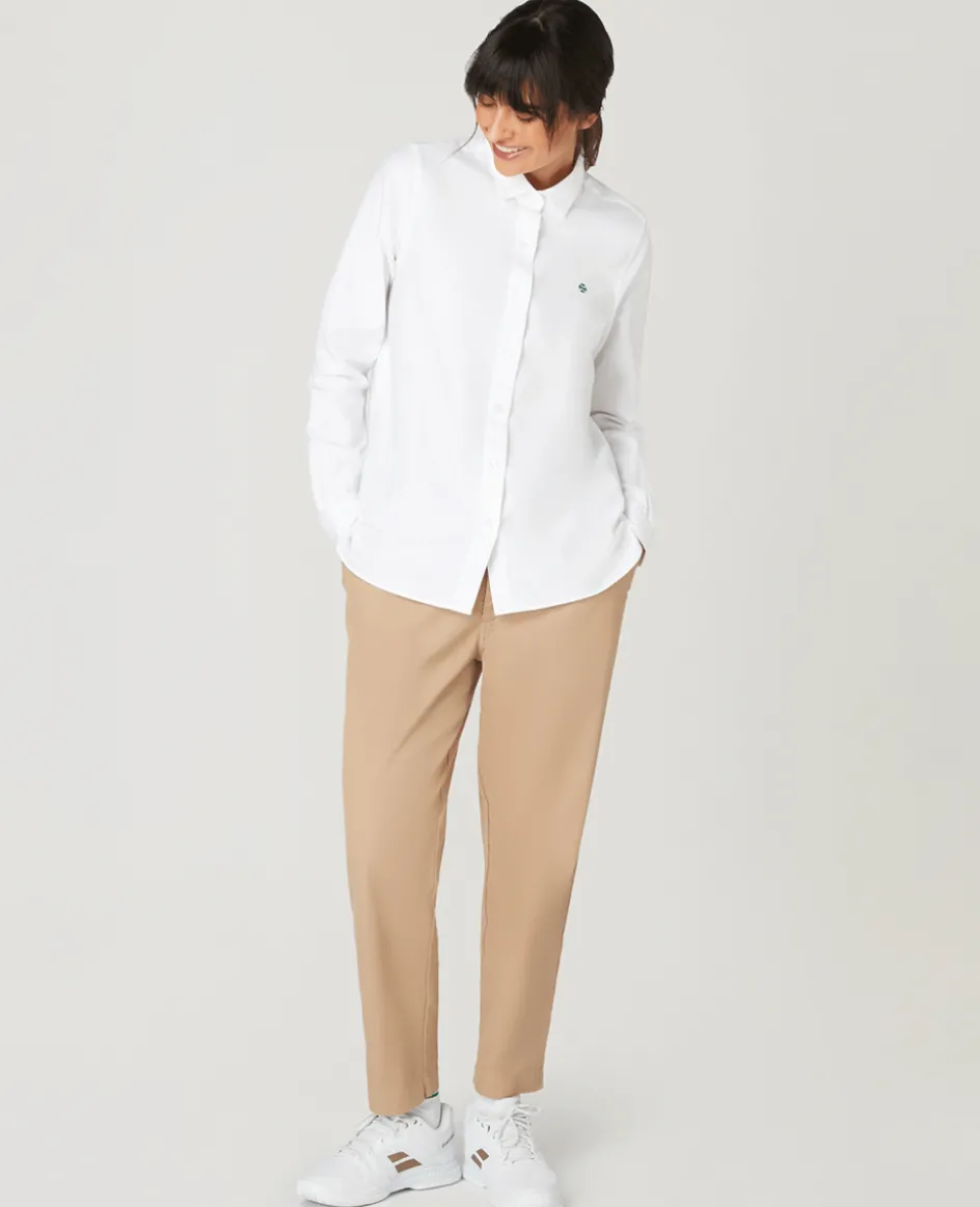 Wimbledon Womens Twill Cropped Trousers - Stone-Women Trousers & Shorts