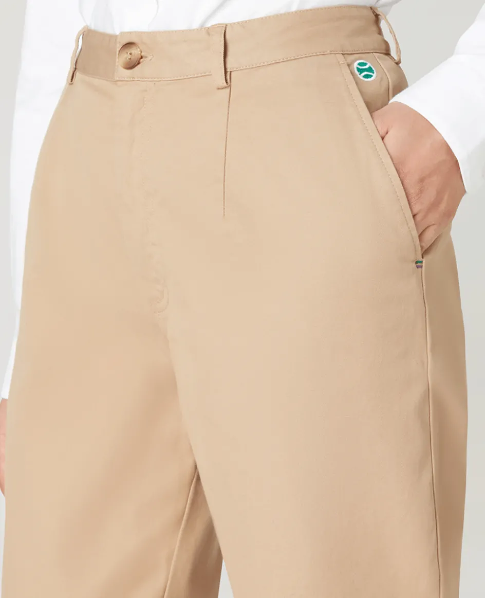 Wimbledon Womens Twill Cropped Trousers - Stone-Women Trousers & Shorts