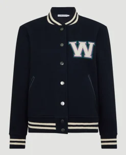 Wimbledon Womens Varsity Jacket - Navy-Women Jackets & Coats