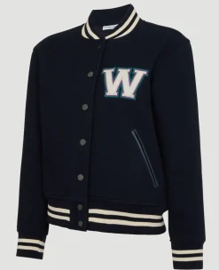 Wimbledon Womens Varsity Jacket - Navy-Women Jackets & Coats