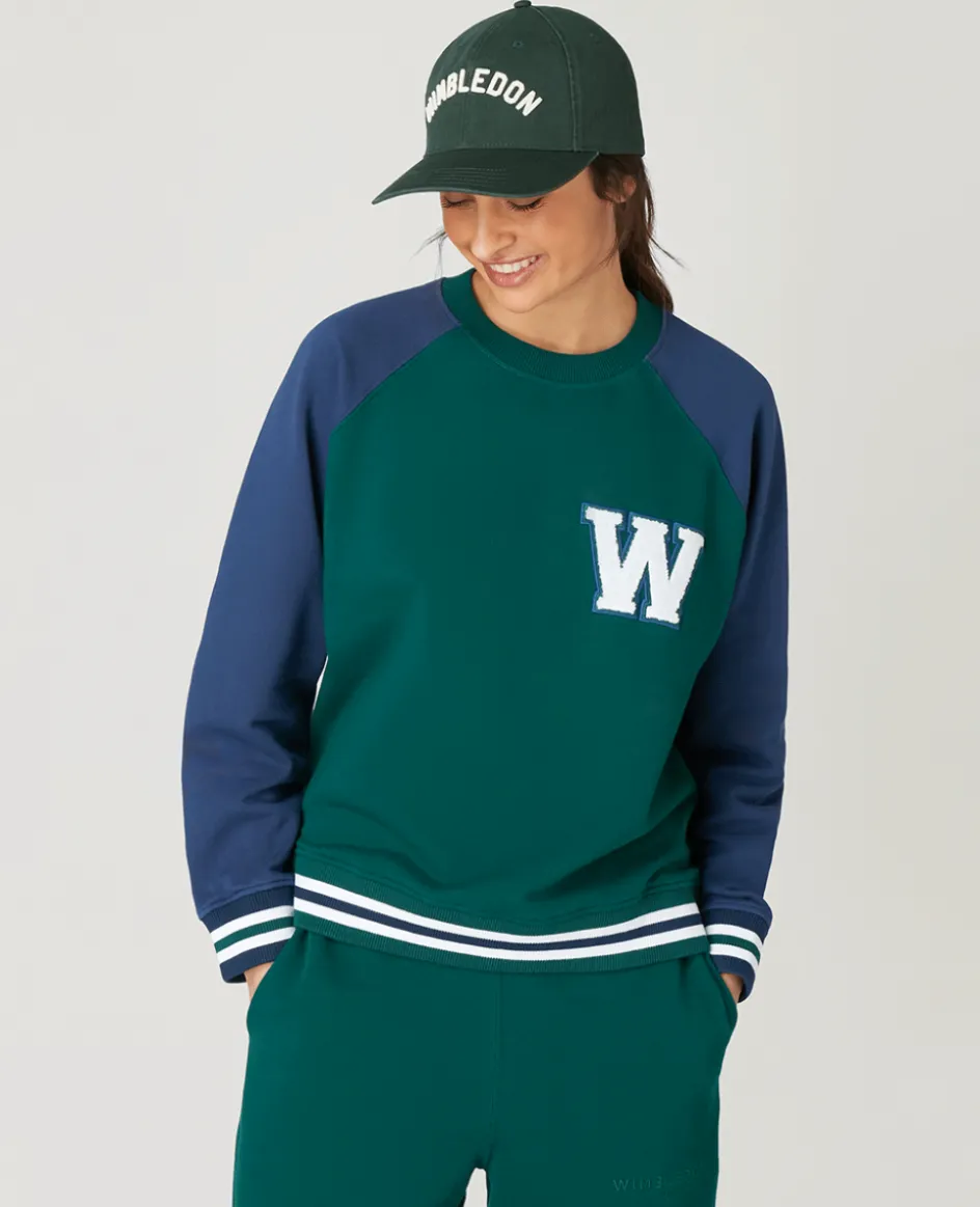 Wimbledon Womens Varsity Sweatshirt - Green-Women Sweatshirts & Hoodies