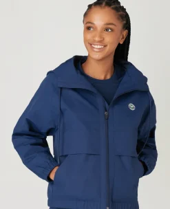Wimbledon Womens Water Resistant Hooded Jacket - Navy-Women Jackets & Coats
