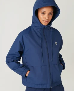Wimbledon Womens Water Resistant Hooded Jacket - Navy-Women Jackets & Coats