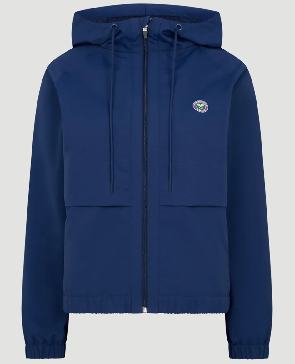 Wimbledon Womens Water Resistant Hooded Jacket - Navy-Women Jackets & Coats