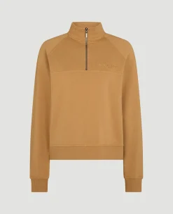 Wimbledon Womens 1/4 Zip - Tobacco-Women Sweatshirts & Hoodies