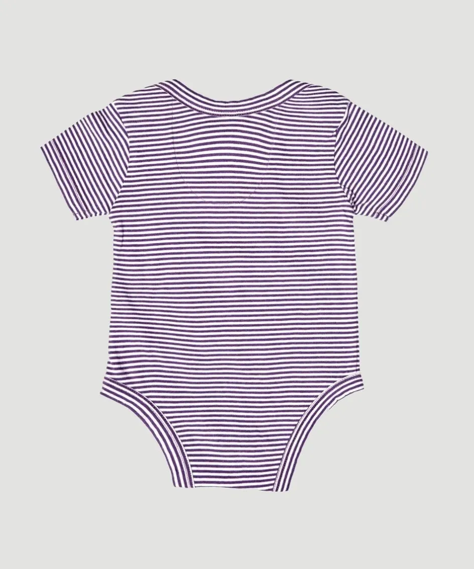 Wimbledon Yarn Dyed Stripe Babygrow - Purple-Kids Baby Grows