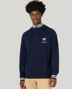 Wimbledon 1/4 Zip Knit in Navy- Knitwear|Sweatshirts & Hoodies