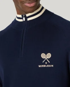 Wimbledon 1/4 Zip Knit in Navy- Knitwear|Sweatshirts & Hoodies